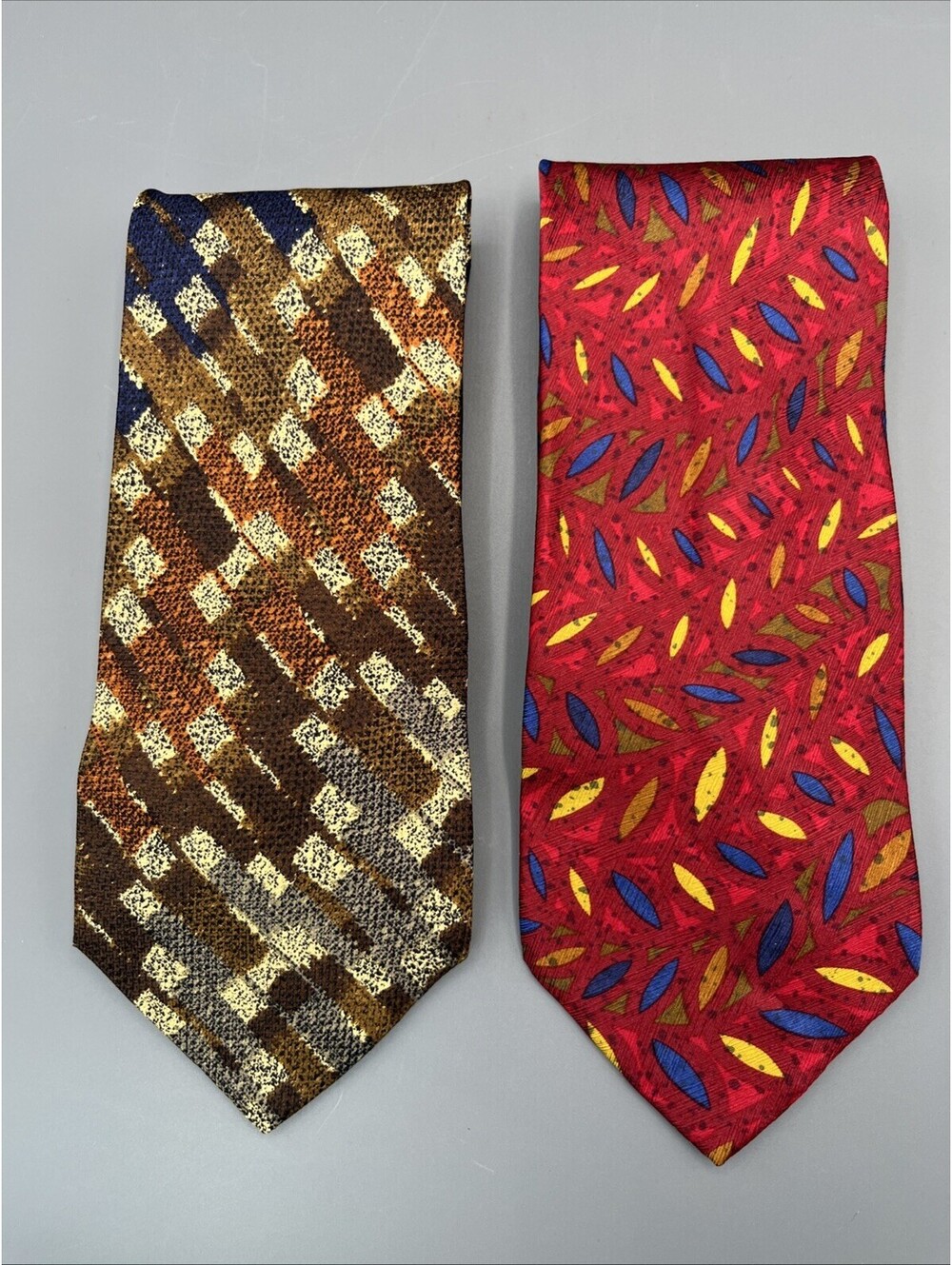 Lot 2 Vintage Missoni Cravatte 100% Silk Ties Geometric Hand Made Spain
